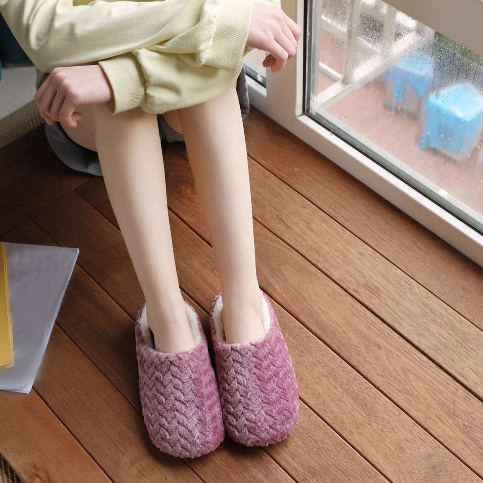 Pantoufles Femme, Chaussons Chaud D'intérieur P... Rose