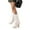 White, variant on Aqestyerly Women's Winter Boots Oversized Pants Boots Round toe Waterproof Platform High Heels Thick Solid Leather Candy Colored Fashion Boots