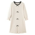 thumbnail image 7 of Gytharion Fleece Nightgowns for Women Winter Warm Plush Sleepshirt Cute Solid Bow Pullover Mid-Length Nightdress Soft Cozy Ruffled Long Sleeve Crew Neck Sleepwear, 7 of 7