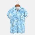 thumbnail image 5 of ZCFZJW Floral Hawaiian Shirt for Men Big and Tall Regular Fit Summer Button Up Shirt Short Sleeve Mens Beach Tropical Casual Aloha Shirt Blue S, 5 of 6
