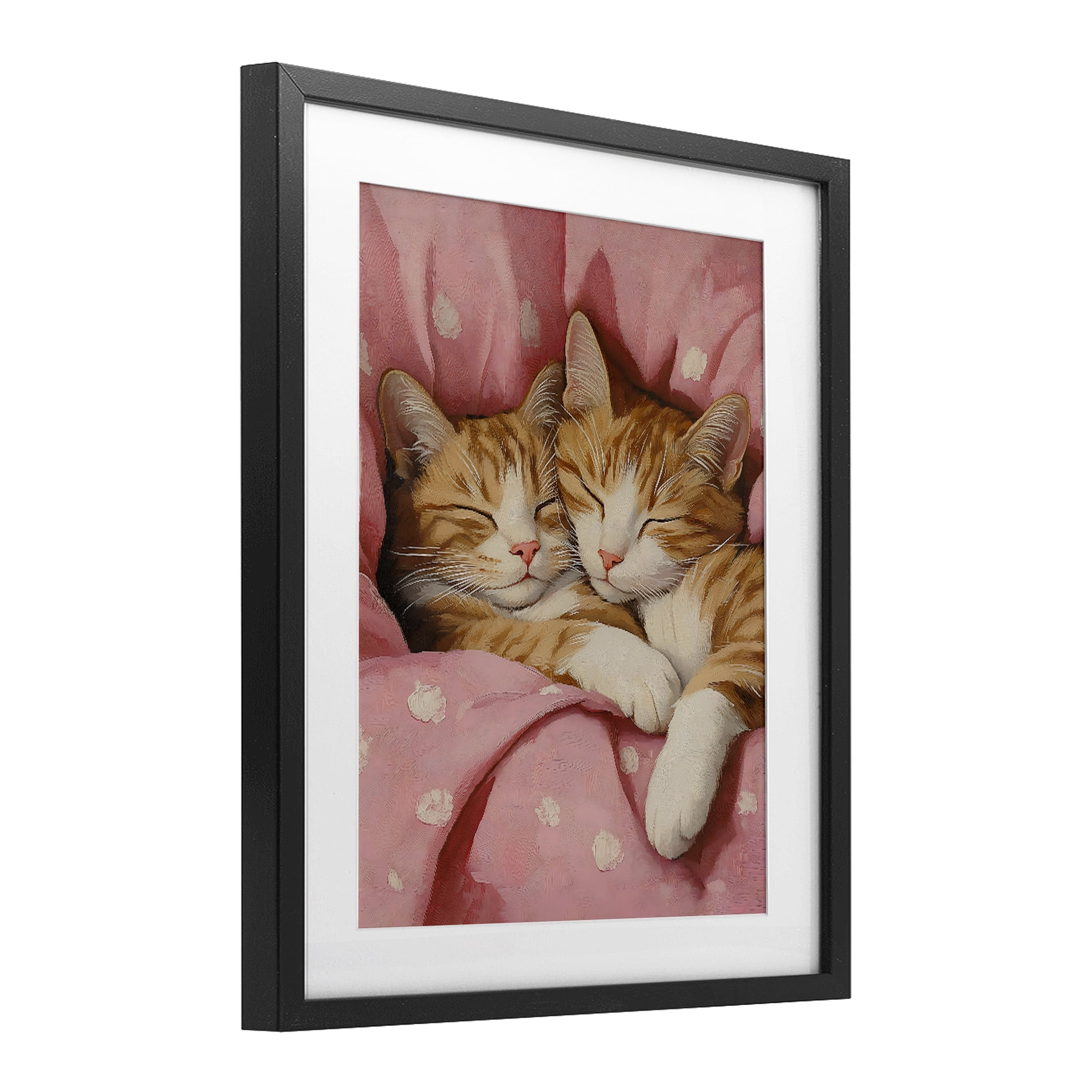 Stupell Industries Sleeping Orange Cats Embrace Black Framed Print Under Glass, design by The Prints Vibe