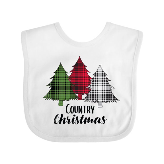 Inktastic Country Christmas Plaid Trees Boys or Girls Baby Bib