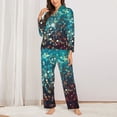 thumbnail image 2 of Salouo Colorful Rainbow Glitter Pattern Women's Pajamas Set Long Sleeve Button Down Sleepwear Soft Pj Lounge Sets for women 2 Piece Pjs Set with Long Pants-X-Large, 2 of 7