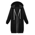 thumbnail image 6 of VISALY Zip Up Hoodies Oversized Hoodies Long Sleeve Long Tunic Sweatshirts Oversized Fleece Casual Fall Jacket Coat with Pocket Plain Hoodies Basic Sweatshirt Tops Loose Fit Sweater Jackets Black L, 6 of 9
