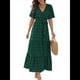 thumbnail image 2 of Vestido Bohemio de Lunares para Mujer, de Verano, con Cuello en V, Corta, y Fluido, para Invitada A una Boda en la Iglesia Verde L, 2 of 10