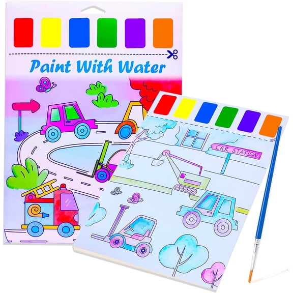 5PCS Water Color Paint Sets for Kids, Pocket Watercolor Painting coloring Book, Paint With Water Books for Kids Ages 4-8, Art Craft Set for Girls Boys Drawing with Brush