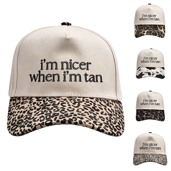 Sales 2026 Under $5 Dark Gray Hats for Women GIJNRIUIUA I’M Nicer When I’M Tan Hat Two Toned Trucker Hat Embroidered Baseball Cap Baseball Hats