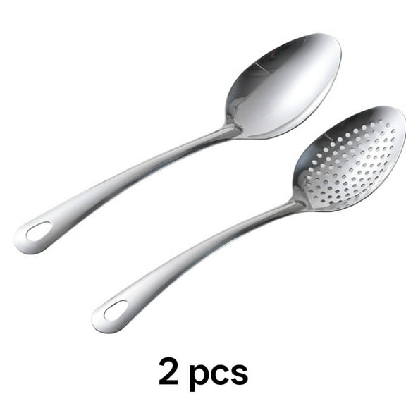 FACEGA 2Pcs Soup Spoons Share Dishes Slotted Spoon Kitchen Cooking Practical Serving Utensils,Silver