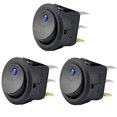 thumbnail image 1 of 3Pc 12V 20A Rocker Toggle LED Switch Blue Light SPST On-Off Control for Boats Cars Racing Cars Off-Road Vehicles Heavy Trucks RVs ATVs and Anything That Uses a 12 Volt Power,3 * Rocker switch,black, 1 of 5
