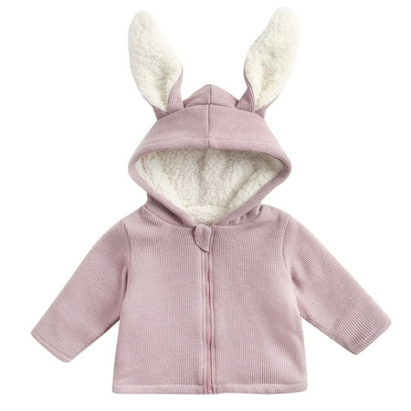 

LBECLEY Boys Winter Coats Neon Kids Children Toddler Baby Boys Girls Long Sleeve Solid Ribbed Cute Rabbit Ear Hooded Jacket Thick Coat Outer Outwear Outfits Clothes Thick Coats for Boys Pink 3Y