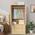 thumbnail image 3 of WIRRYTOR Garde-Robe Moderne en Métal à 2 Portes avec Tiroirs de Rangement et Tringle à Vêtements, Autoportante pour Chambre, 3 of 7
