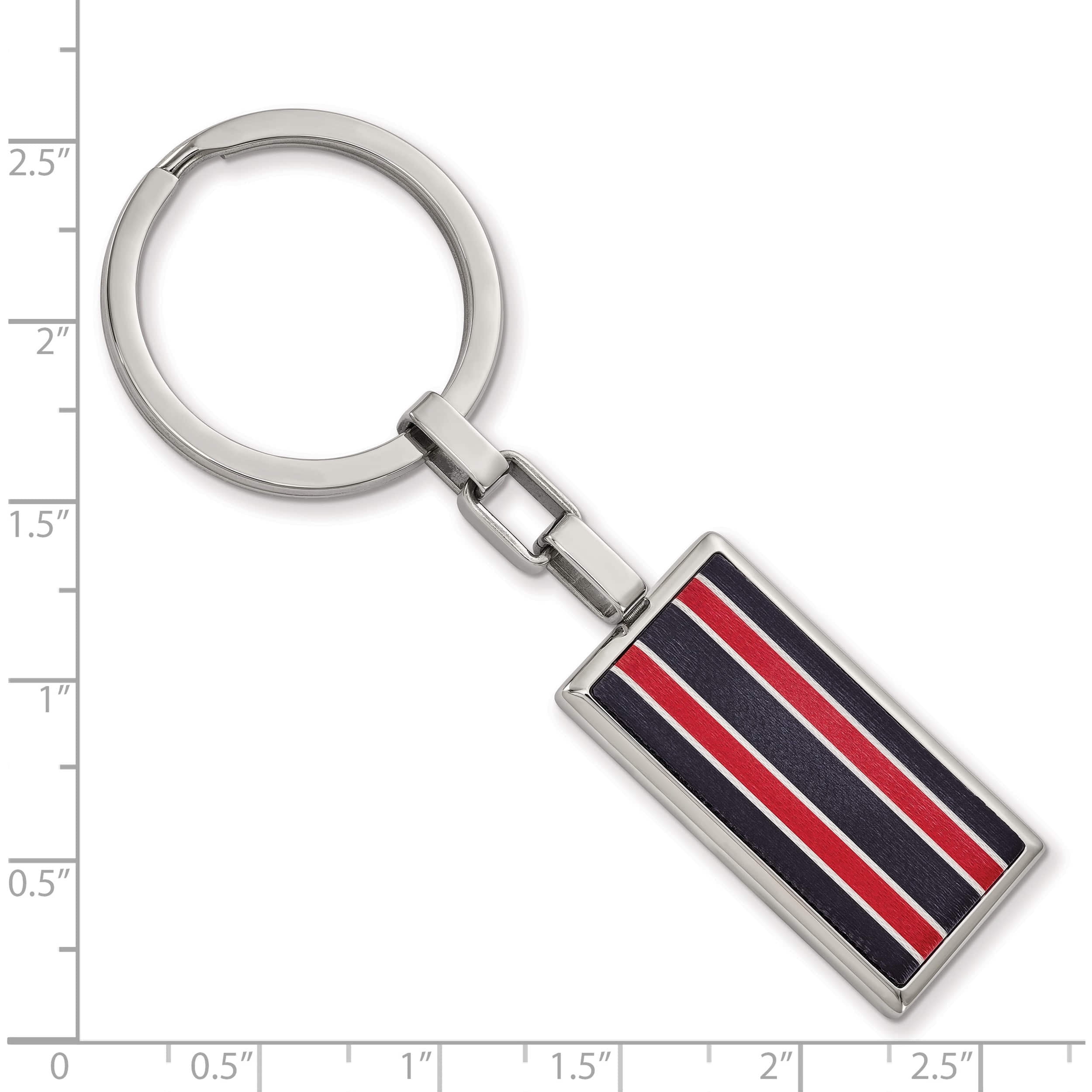 Stainless Steel Polished Black And Red Fiber Glass Key Ring (65.35 X 30.4) Made In China srk165