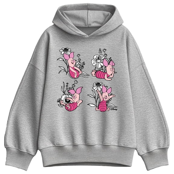 Winnie the Pooh - Piglet Flowers Oversized Fleece Hoodie Sweatshirt