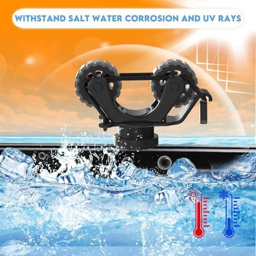1005 2 PCS Kayak Paddle Holder Track Mount Accessories, Compact Space-Saving Rail Rack with Rubber Rollers, Tool-Free Install & Quick Remove, Compatible with Most Kayak Tracks