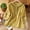 Yellow, variant on SEMPAI Linen Shirts for Women Summer Embroidered Peasant Cotton Linen Tops 3/4 Sleeve Dressy Casual Loose Tunics Blouses