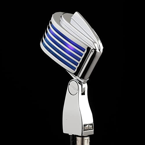 Heil Sound 364930 The Fin Retro-Styled Dynamic Cardioid Microphone, Chrome Body & Blue LED