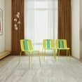 thumbnail image 3 of 4-Pack Modern Striped Color Block Chairs – Indoor/Outdoor PP Plastic Seat & Sturdy Metal Legs, for Living Room, Balcony, Café, Terrace, 3 of 13