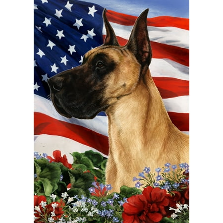 Great Dane Fawn Cropped - Best of Breed Patriotic I Garden Flags