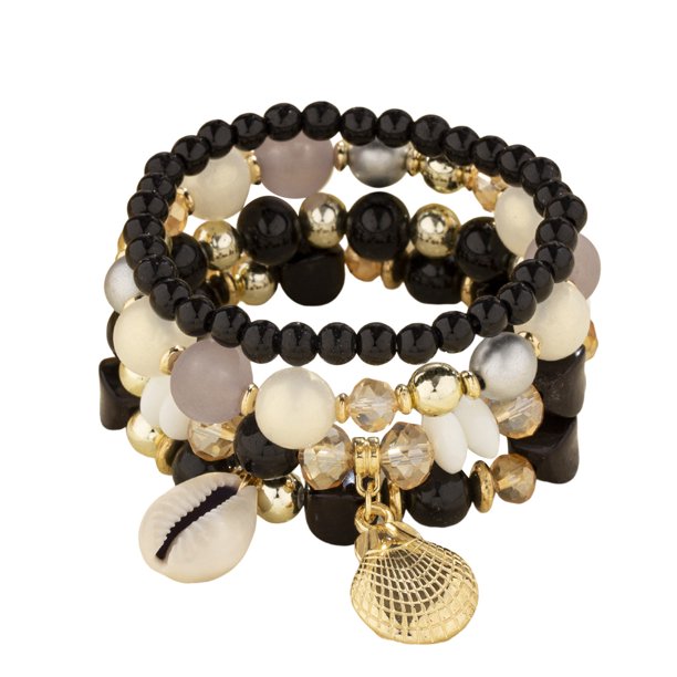 4pcs Bohemia Capa Pulsera Cordón de cuentas Set Pulsera elástica