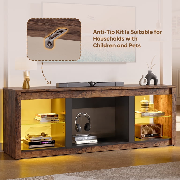 Bestier Farmhouse TV Stand for 75" TVs, Rustic Brown photo 6