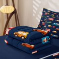 thumbnail image 6 of Manfei Cute Race Car Zipper Twin Comforter Sets with Fitted Sheet and 2 Pillowcases,Road Signs Print Zipper Bedding Set,Navy Blue,Navy Blue Reversible,4pcs, 6 of 8