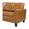 thumbnail image 7 of Hommoo L-Shaped Upholstered Sectional Sofa Couch with Storage & Cup Holders, Faux Leather Living Room Sofa Set, With Ottoman, Ginger, 7 of 7
