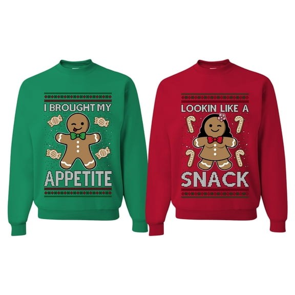 I Brought My Appetitie Lookin Like A Snack Funny Matching His and Hers Couples Sweatshirt Christmas Matching Couple Crewneck Sweater