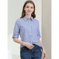 thumbnail image 3 of DARING DIVA Women's Button Down Long Sleeve Vertical Stripes Shirt M Blue, 3 of 6