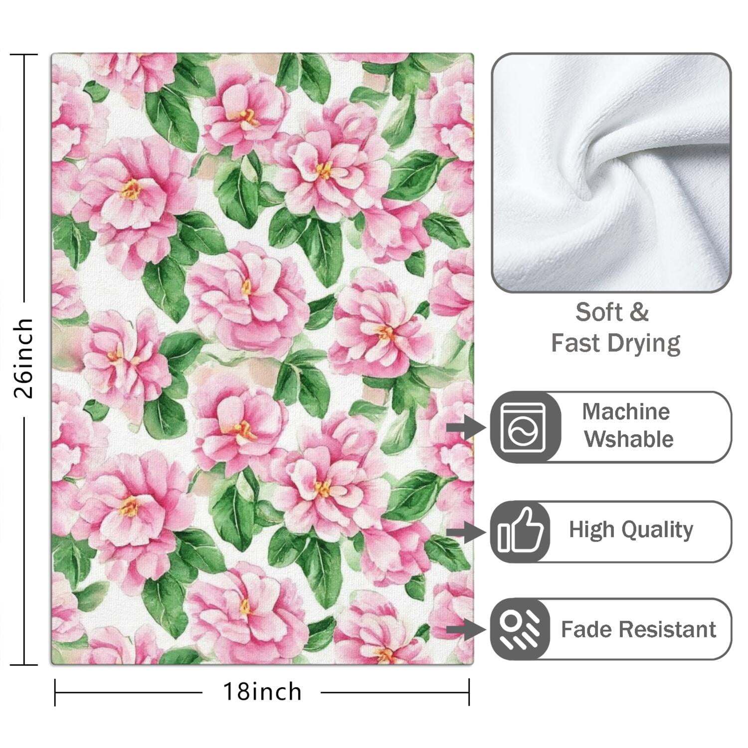 2 Pcs Funny Kitchen Towels,Pioneer Flower Microfiber Dish Towels,Kitchen Tea Towels,Kitchen Towel Set (18" X 26")