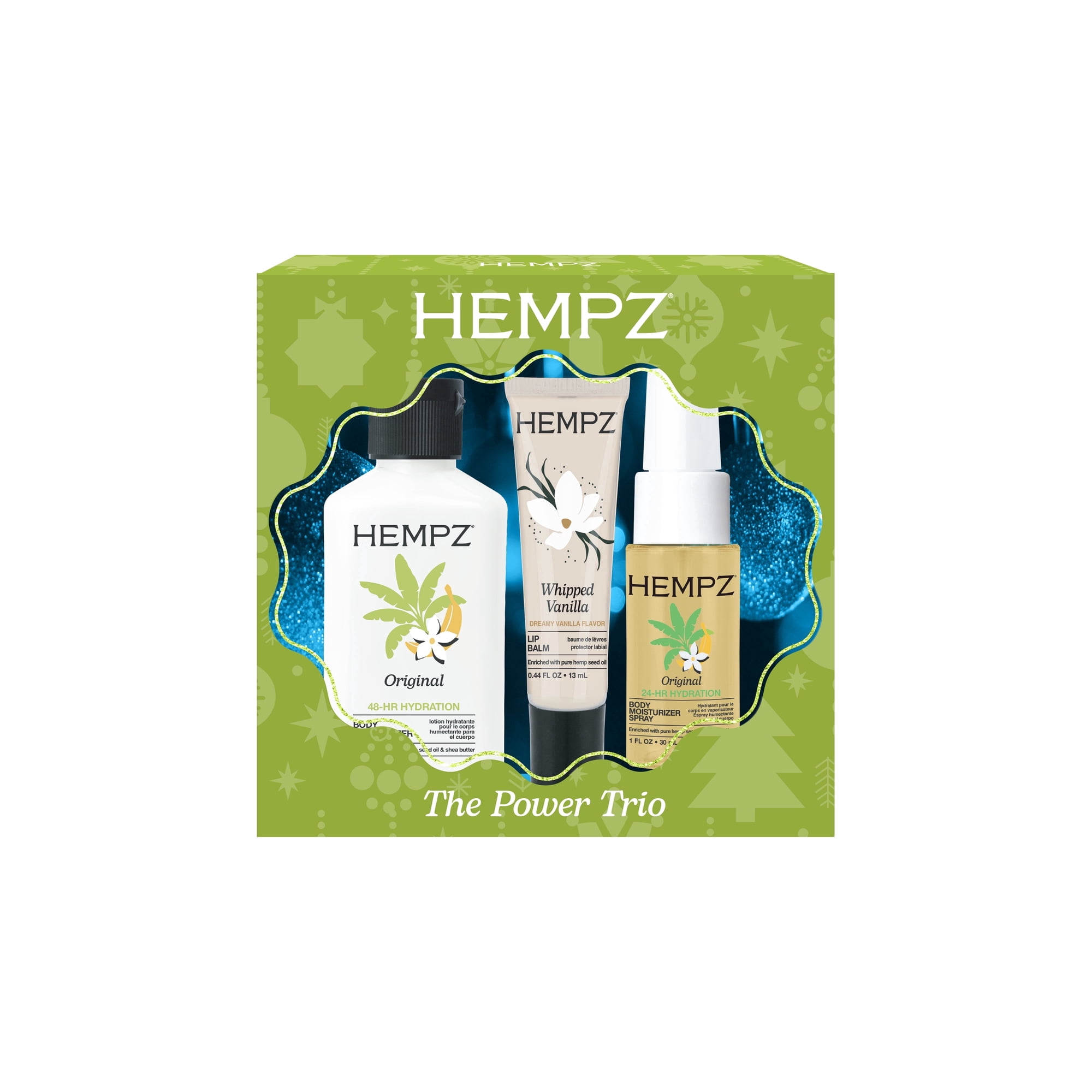 Hempz Limited-Edition The Power Trio Mini Moisturizing Original Lotion, Whipped Vanilla Lip Balm & Original Moisturizing Body Fragrance Spray Gift Set