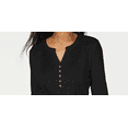 thumbnail image 2 of Karen Scott Women's Lace Front Henley Top Black Size Small, 2 of 3