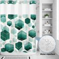 thumbnail image 2 of No Hook Shower Curtain, Turquoise Marble Shower Curtains for Bathroom with See Through Top Window, Gold White Geometric Hexagon Modern Waterproof & Washable Bath Curtain Stall 48"x72", 2 of 9