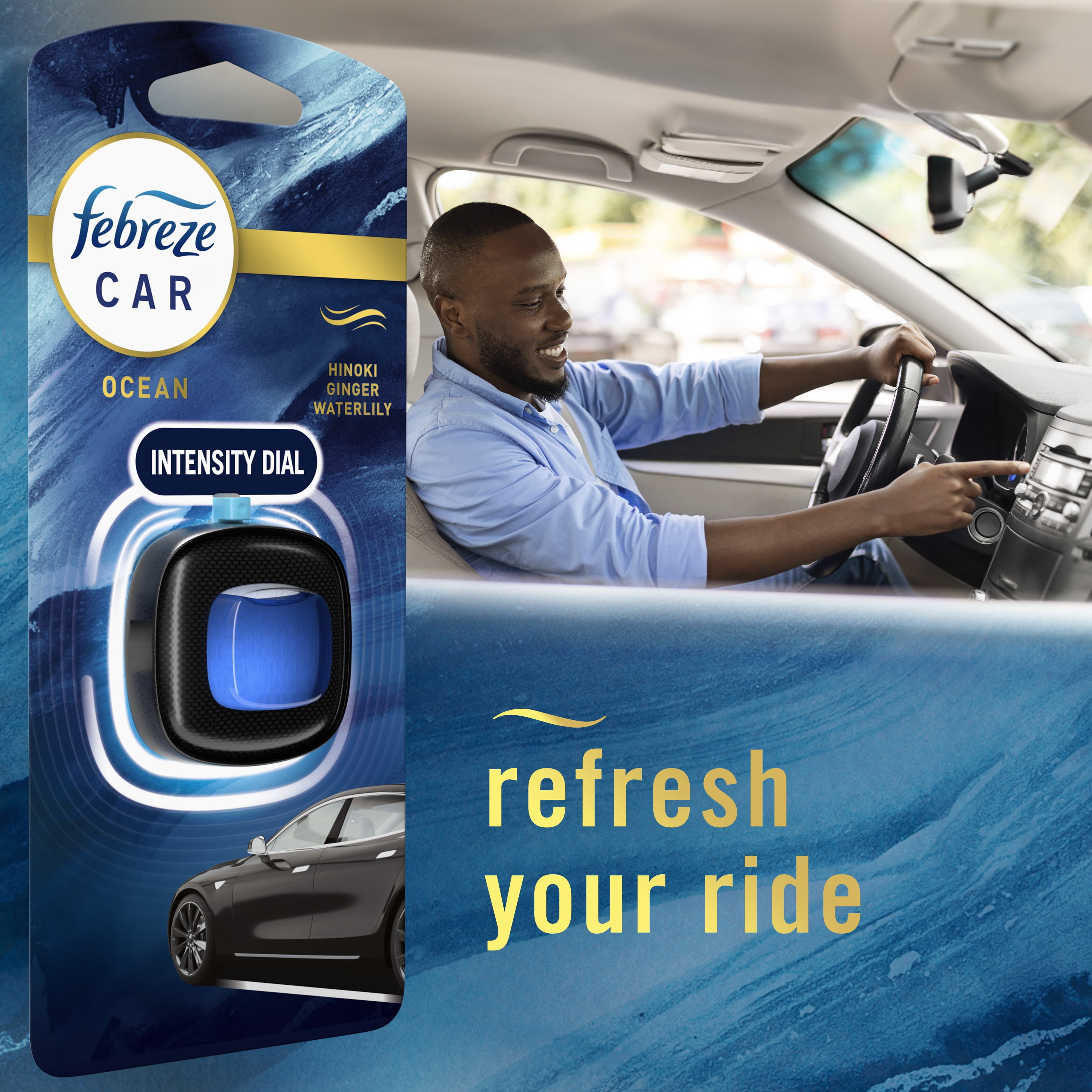 (8 pack) Febreze Car Air Freshener, Odor-Fighting Car Vent Clip, Ocean, 3 Count