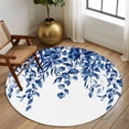 thumbnail image 3 of Round Area Rug 5 Ft, Blue Eucalyptus Washable Non-Slip Circle Carpet for Living Room/Bedroom, Weeping Botanical Watercolor Low-Profile Runner Mats Collection Rugs for Indoor, 3 of 7