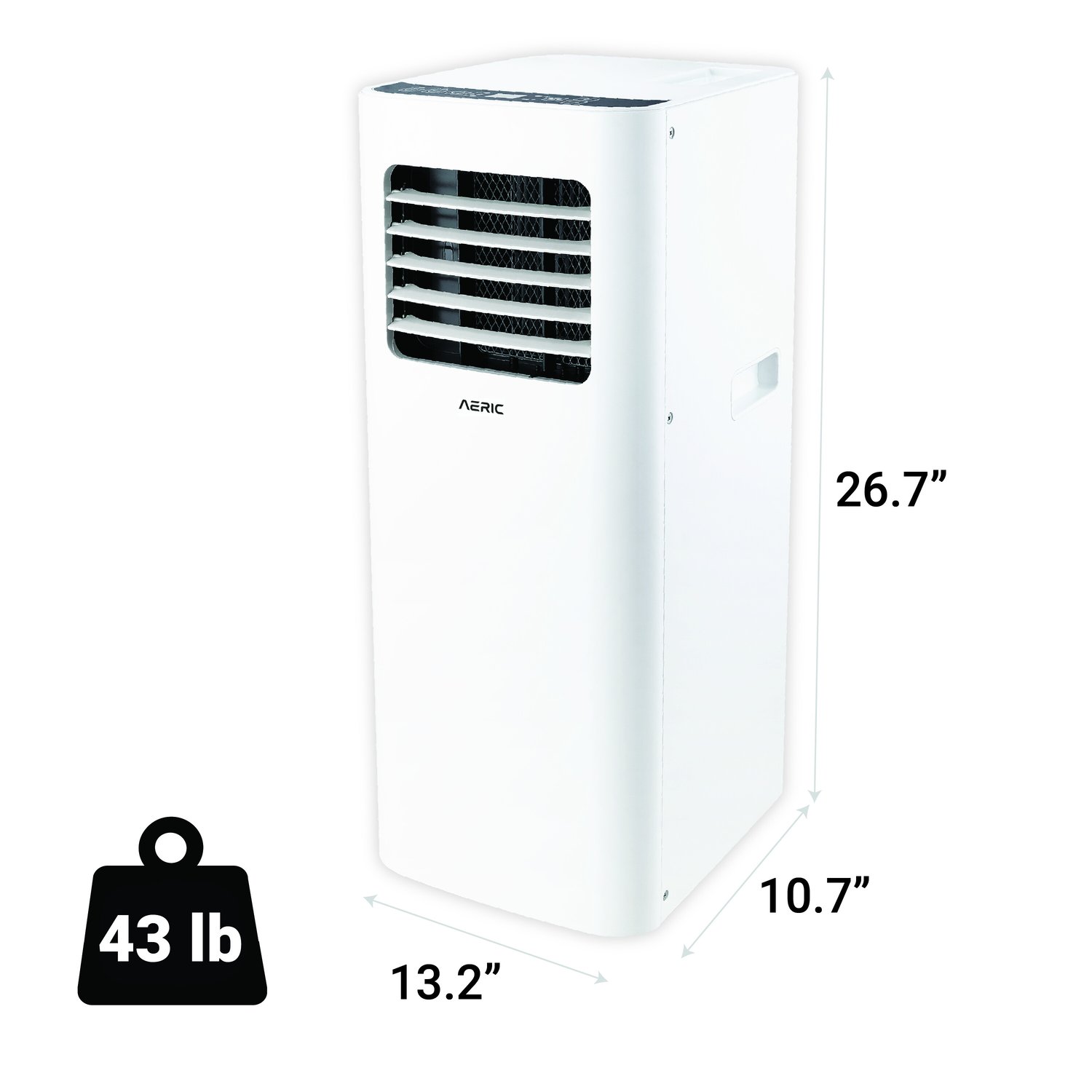 Aeric 5500 BTU 9000 BTU ASHRAE Portable Air Conditioner with Fan, White, 400 Sq Ft, AERP051AW
