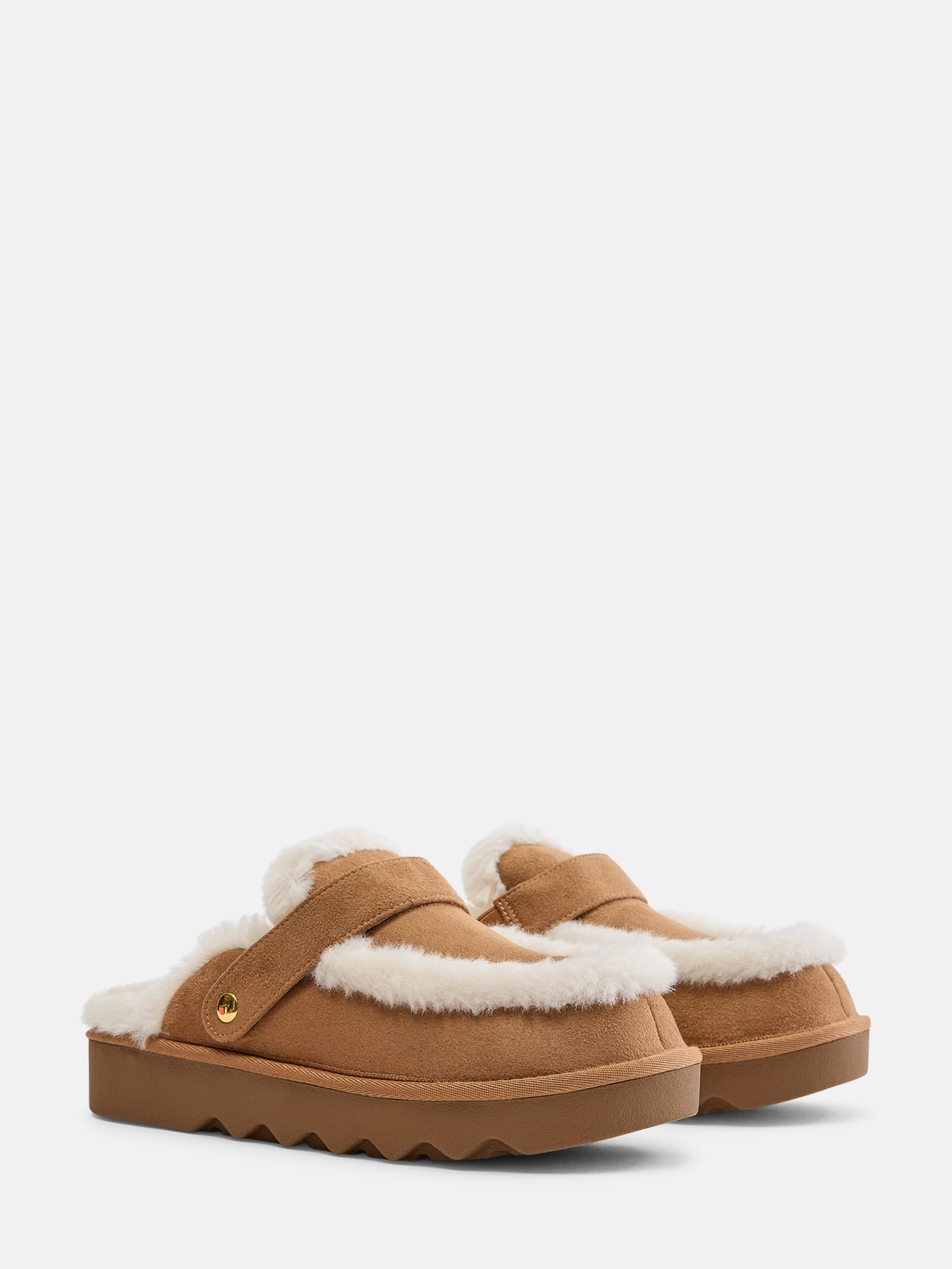 Joyspun Women's Convertible Clog Slippers with Faux Fur Lining