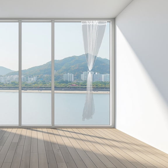 IFANLANDOR White Transparent Curtain Sheers with Rod Pocket for Living Room and Bedroom