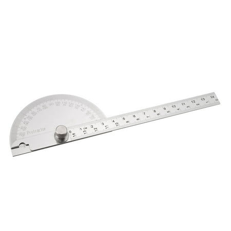 Protractor Angle Finder 0-180° Round Head with 140mm Arm Measuring Ruler Tool Stainless Steel for Woodworking