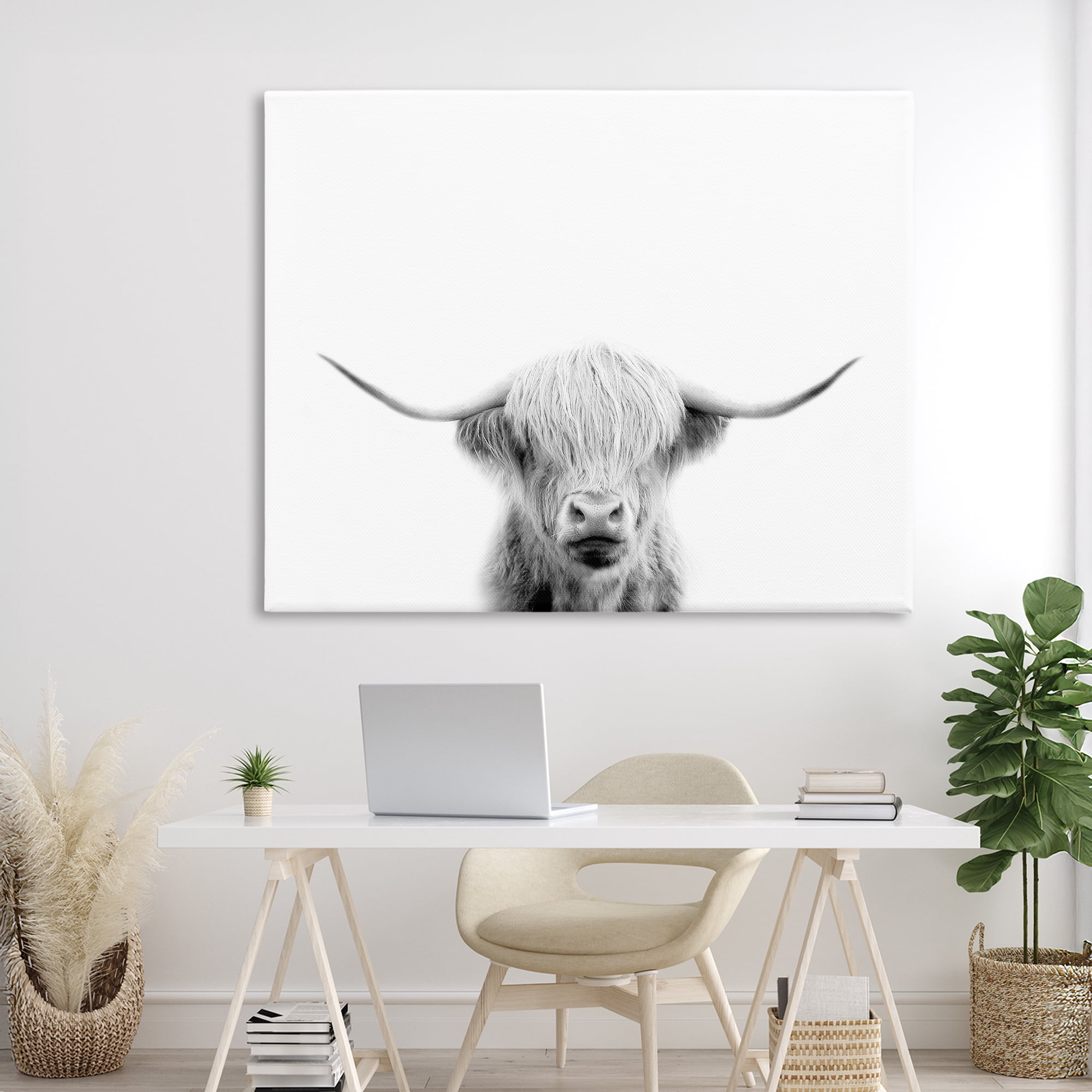 Stupell Industries Scottish Cow Portrait Canvas Wall Art, design by Leah Straatsma