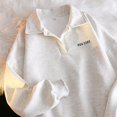 thumbnail image 4 of Pullover Sweaters for Women Workout Fall Winter Soft Turn-down Collar Long-sleeved Puff Drop Shoulder Zip Up Plain Leisure Cotton Tops Outerwear(Grey,M), 4 of 7