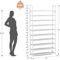 thumbnail image 3 of VTRIN 10 Tiers Shoe Rack Tall Large Capacity 50 Pairs Wide Shoe Organizer Sturdy Shoe Shelf for Entryway with Two Hooks Metal Shoe Storage for Closet, Bedroom, White, XJ-113, 3 of 16