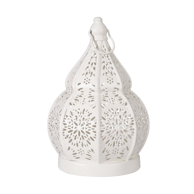 Candelabro de calabaza hueco, accesorios para lámpara de jardín, herrería portátil de metal, ideal blanco