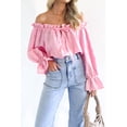 thumbnail image 3 of Drawstring Off-Shoulder Flounce Sleeve Blouse, 3 of 3
