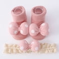 thumbnail image 5 of Baozhu Baby Infant Girls Headband and Socks Gift Set, Ankle Socks Newborn Girls Soft Anti Slip Grip Socks, 5 of 7