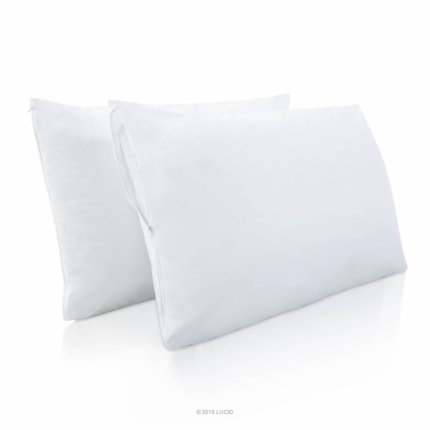 Lucid Waterproof Zippered Pillow Protector, Queen, 2 Pack
