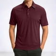 thumbnail image 2 of HAOTAGS Men’s Short Sleeve Waffle-Knit Polo Shirt, Classic Collar Lightweight & Breathable Casual Top Wine XL, 2 of 8