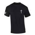 thumbnail image 2 of Mens Christian Shirt Nail Cross American Flag Scripture American Flag Sleeve T-shirt Graphic Tee-Black-xl, 2 of 4