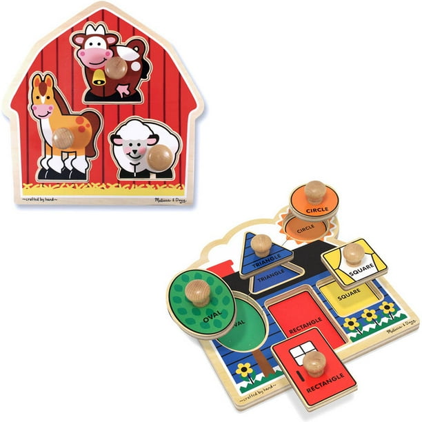 Melissa Doug Jumbo Knob Wooden Puzzles Set Shapes And Barn Walmart Com Melissa Doug Jumbo Knob Wooden Puzzles Set Shapes And Barn Walmart Com