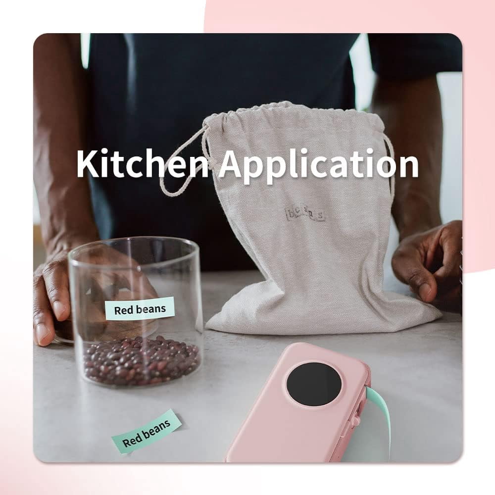 Phomemo D35 Simplify Labeling with the Portable Bluetooth Mini Label Maker - Wireless Mini Labels Maker for Home and Office Organization - Multiple Templates and Easy Smartphone Integration（Pink）