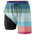thumbnail image 2 of Mens Shorts Summer Casual Swim Shorts with Double Layer Pants Inside Pockets Hawaiian Holiday Relaxed Beach Shorts, 2 of 4